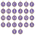 Purple enamel letter charms with gold finish for DIY jewelry and bracelets set - Full Set of 26 Letters / 26PCS/SET / Purple