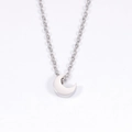 Collar con colgante de luna creciente de acero inoxidable plateado sobre fondo blanco - Color Acero