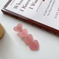 Fermaglio per capelli rosa in acetato con quattro cuori e scritta Barrette la France - Rosa