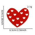 Detailed macro view of heart embroidery patch with precise stitching and dimensions - Style 15 (Red Heart)