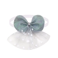 Nœud à paillettes gris et résille à pois blanche pour animaux avec bandeau - Paillettes Grises