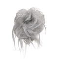 Messy bun hair piece in silver grey synthetic fiber with elastic band for women - Silver Gray