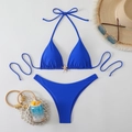 Royal blue bikini set featuring a gold starfish charm and stylish beach accessories - S / Blue