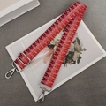 Adjustable woven shoulder strap for handbags with vintage red geometric pattern and silver hooks - Red Brown Pink + Silver Hook
