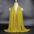 Elegant long yellow chiffon scarf for women, lightweight breathable sheer fabric style - Bright Yellow