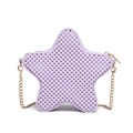 Sternförmige hellviolette PVC-Umhängetasche mit Perlenstruktur und goldener Kette - Lila