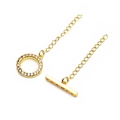 Macro shot of gold plated toggle clasp with cubic zirconia for DIY jewelry making - Full Zirconia Ring Style