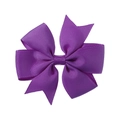 Handmade purple grosgrain ribbon hair bow with premium ribbed texture for girls - Purple (467)