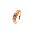 Fashionable adjustable gold-plated copper ring with orange enamel and white zircon stones - Adjustable Open / Orange