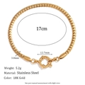 18K gold plated stainless steel paperclip chain bracelet, 17cm length with 3.8mm width - 17cm / Gold Flat Snake Chain