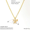 Detailed size and specs for zircon butterfly necklace in 18k gold-plated 304 stainless steel - White (SN223G-4)