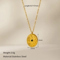 Detailed close-up of hammered gold clover necklace with natural stone on stainless steel - Hammered Texture Pendant