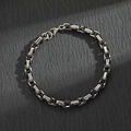 Hip-hop style stainless steel chain bracelet with black silicone links and lobster clasp - Byzantine Chain / Two-tone Black