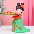 Tang Dynasty style lady figurine holding a golden tray for desk storage and decor - Half-standing Lady