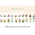 Floral PET stationery stickers featuring 20 patterns of hand-drawn roses and sunflowers - Flower Story / 40 Pieces