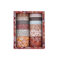 Vintage floral washi tape set with 10 rolls featuring autumn leaf and daisy patterns - 10 Rolls Set / Autumn Dusk Melody