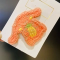 Cute orange plush elephant hair clip with pineapple embroidery for girls on white card - Orange Cartoon Elephant Dog