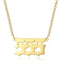 18K gold plated stainless steel necklace featuring a stylized 555 number pendant - Gold 555