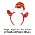 Christmas headband with Santa Claus figure in red velvet and striped hat for party - TK-26-2 (Striped Single Head Plush Headband - Santa)