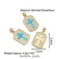 Cross pendant in copper 18K gold plating with white zircon and blue opal inlay - Style F-Blue Opal