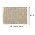 Bohemian beige hand-woven cotton table mat with fringe details, size 30x50cm - Coffee Color Placemat