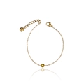 Elegante 18K vergulde armband met een enkele ronde gele kristallen hanger detail - Armband - Gele Strass