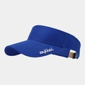 Detalle de visera azul con bordado blanco y costuras reforzadas en el borde curvo - Ajustable / Azul
