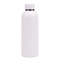 Matte white stainless steel insulated sports water bottle with silver rim accent - 500ml / Matte White