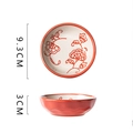 Piccolo piatto per salse in ceramica rossa e crema con motivo floreale, 9,3 cm - Farfalla Rossa