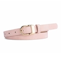 Ceinture rose mat en cuir PU pour femme avec boucle en métal doré et coutures fines - Rose
