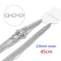 Detailed close-up of 2.0mm wide stainless steel O-chain necklace in 45cm length - Flat Cross Silver 2.0mm-45cm