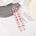 Pink heart and bow design press-on nails set style Q004 with 24 pieces of fake nail tips - Q004 Pink Red Heart Bow