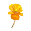 Broche de iris vintage de esmalte con pétalos degradados amarillo naranja y borde dorado - Estilo de Flor de Lirio Amarillo (C3199-3)