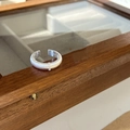 Silver brushed open ring with a row of sparkling crystals on a wooden jewelry box - Silver Brushed Craft Inlaid Clear Gemstone Open Ring (J5203)