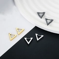 Geometric stainless steel triangle earrings in gold, silver and black finishes - Triangle (Single) / Silver