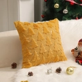Gele pluchen kussensloop met zilveren kerstboompatronen voor decoratie van de kerstbank - 45*45 (met 400g niet-geweven kern) / Gembergeel