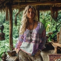 S Purple Ethnic Patchwork