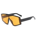 Fashion oversized wrap sunglasses with black frame and vibrant orange lenses - C03 Brown