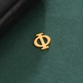 Vergoldeter Anhänger aus Edelstahl mit griechischem Buchstaben Phi auf dunkelgrünem Grund - Griechisches Alphabet Phi Stil / Gold