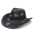 Classico cappello da cowboy nero con motivo a stelle e tesa curva in feltro di lana - M (56-59cm) / Nero (Spray a Stella)