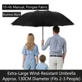 Extra large 130cm automatic folding umbrella in business black for 2 to 3 people - 10-Rib Manual Oversized / XL Black