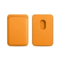 Bright orange leather MagSafe wallet for iPhone with precise stitching and card slot - California Poppy