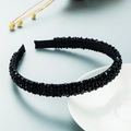 Minimalist black beaded headband with hand-woven crystal details for a vintage style - Black