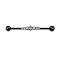 Piercing industriel noir avec sept pierres de zircone rondes claires dégradées - Noir 7-Pierres Clair CZ