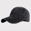 Casquette de baseball en coton noir délavé avec broderie Yours bleue pour femme - Réglable / Noir (Yours)