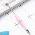 DIY beadable ballpoint pen in pink lacquer finish with elegant silver metallic accents - Candy Light Pink
