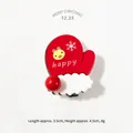 Pince à cheveux gant de Noël rouge avec motif poussin et inscription happy - Moufles de Noël (AFTS4-8)