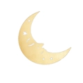Golden crescent moon wall decor with celestial face relief and star patterns - E-Golden Moon