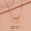 Rose gold heart pendant necklace with snake chain for women, length 45+5cm and weight 3.5g - Rose Gold Heart Style (MP352)