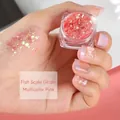 Holographic pink glitter gel eye shadow in container with iridescent sequin finish - Single Jar / Mermaid Colorful Pink